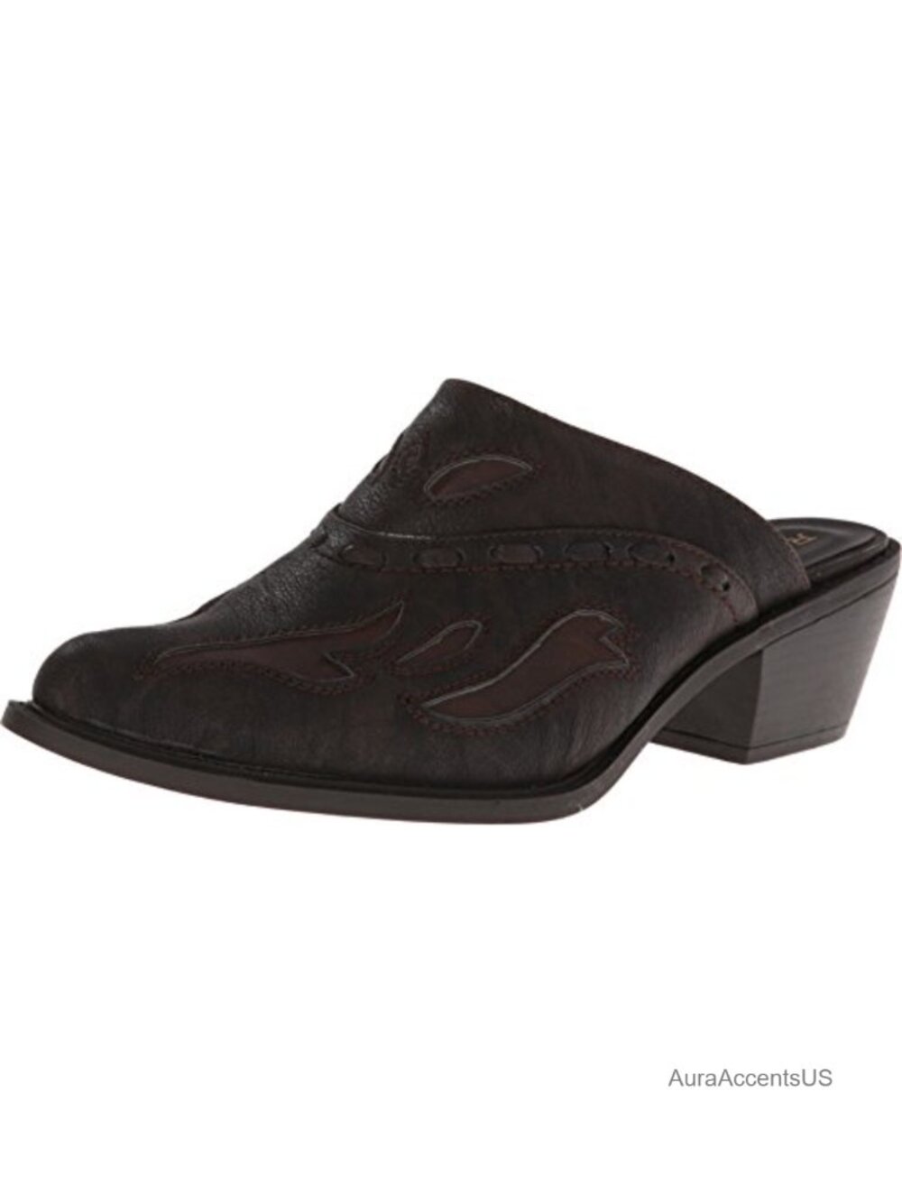 Womens Beth Mules Faux Leather Slip On Low Heel Casual Dress Shoes Pointed Toe